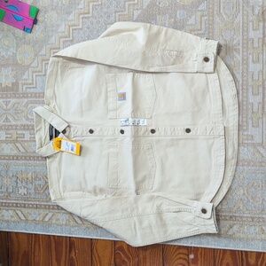 Carhartt Rugged Flex Loose Fit Heavyweight Duck Overshirt in Oat Milk